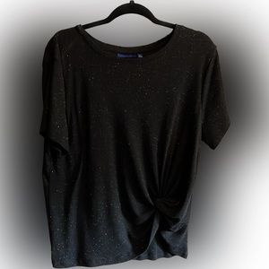 Apt. 9 black sparkle tee with knot detail